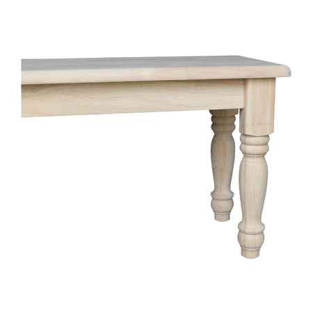 International Concepts Farmhouse Bench, Unfinished BE-60T